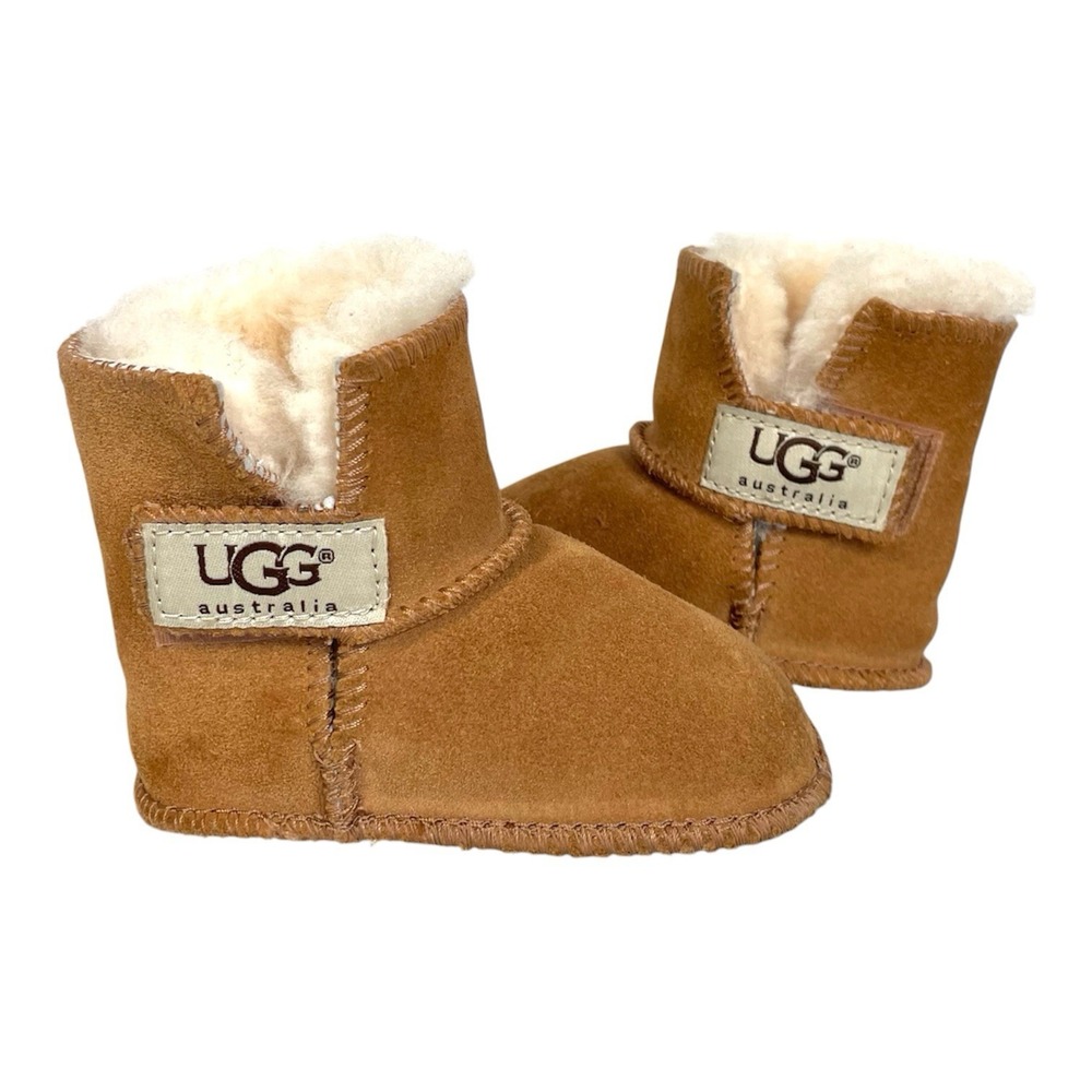 UGG Erin 5202 Baby Booties Tan Suede Sheepskin Size S 0-3 Months